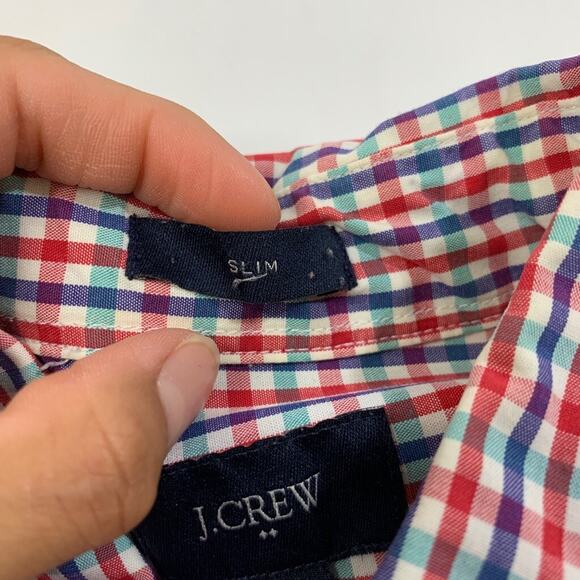 J Crew Shirt Mens S Small Slim Fit Gingham Cotton Long Sleeve Button Down Collar - Picture 4 of 9
